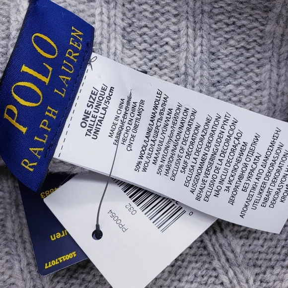 Polo Ralph Lauren Men's Beanie Skull Wool Cap Light Gray OS - Picture 3 of 4